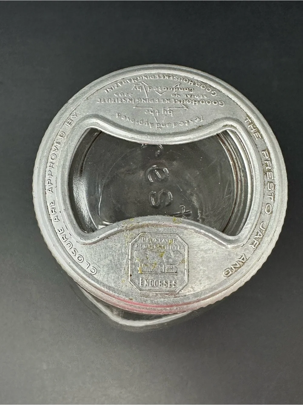 Vintage Presto Supreme Mason Jar Zinc Cap w/ Glass Lid Insert Owens-Illinois Co.